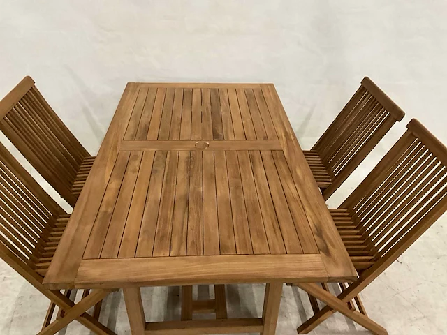 Teakhouten tuinset met 4 stoelen - afbeelding 3 van  5