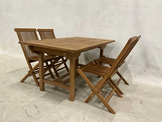 Teakhouten tuinset met 4 stoelen - afbeelding 4 van  5