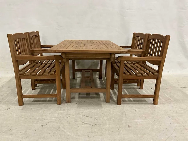 Teakhouten tuinset met 4 stoelen - afbeelding 1 van  5