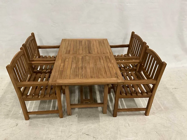 Teakhouten tuinset met 4 stoelen - afbeelding 2 van  5