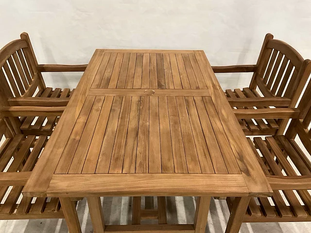 Teakhouten tuinset met 4 stoelen - afbeelding 3 van  5