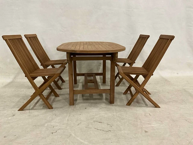 Teakhouten tuinset met 4 stoelen - afbeelding 2 van  5