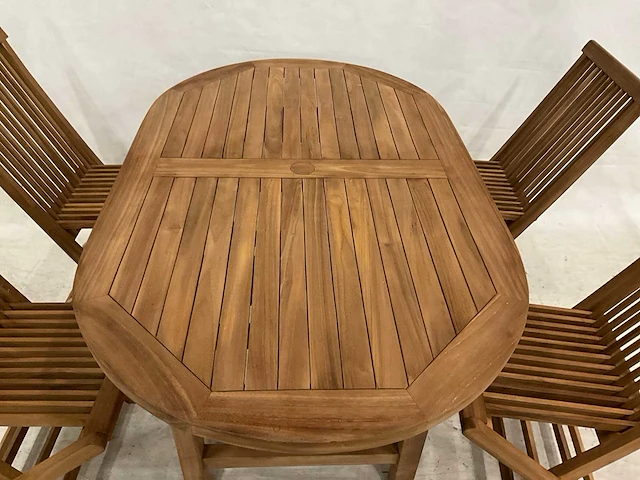 Teakhouten tuinset met 4 stoelen - afbeelding 3 van  5