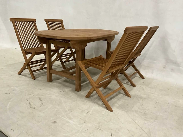 Teakhouten tuinset met 4 stoelen - afbeelding 4 van  5