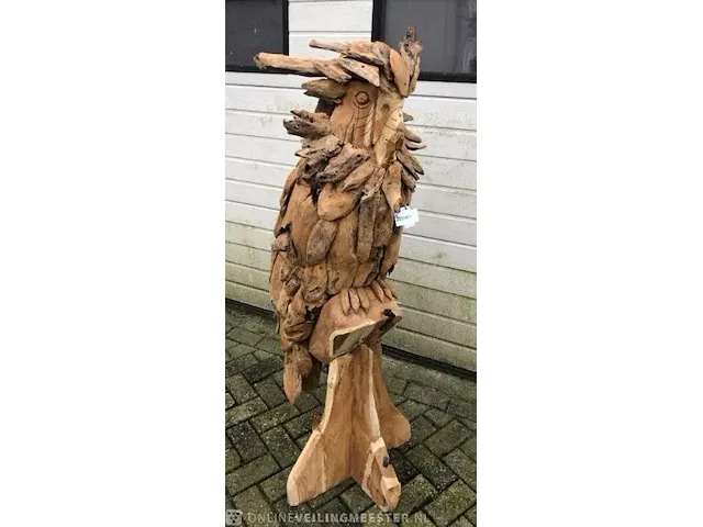 Teakhouten uil zeer uniek item - afbeelding 1 van  7