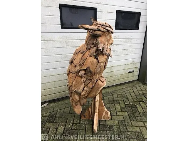 Teakhouten uil zeer uniek item - afbeelding 2 van  7