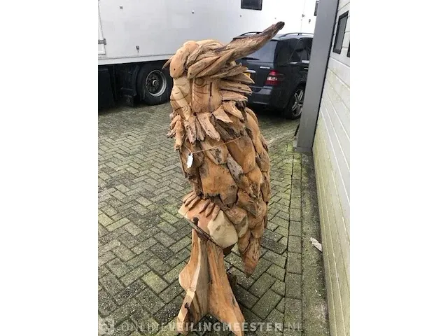 Teakhouten uil zeer uniek item - afbeelding 3 van  7