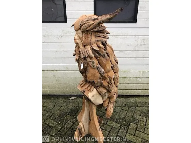 Teakhouten uil zeer uniek item - afbeelding 4 van  7