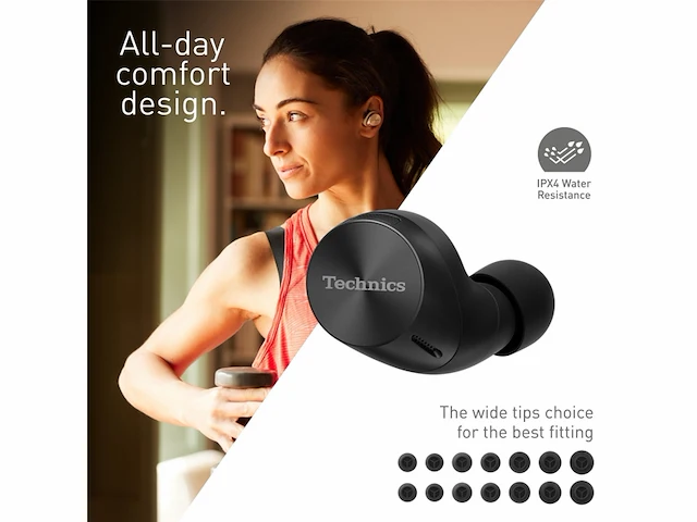 Technics eah az60m2ek draadloze in ear oordopjes met ruisonderdrukking zwart - afbeelding 3 van  5