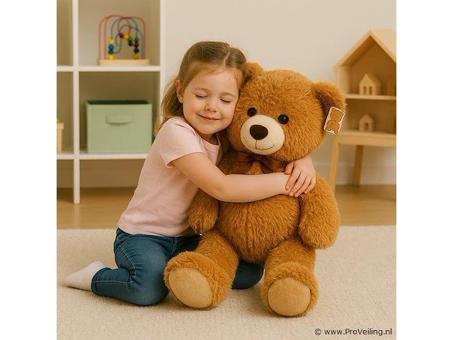 Teddybeer knuffel met strik xl donker bruin - afbeelding 2 van  2