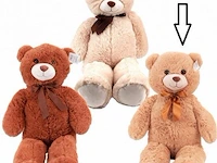 Teddybeer knuffel met strik xl lichtbruin - afbeelding 1 van  2