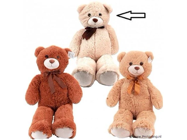 Teddybeer knuffel met strik xl wit - afbeelding 1 van  2