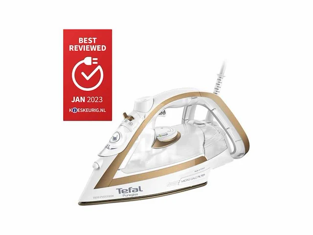 Tefal puregliss fv8042 - stoomstrijkijzer - 2900w - goud, wit - afbeelding 1 van  2