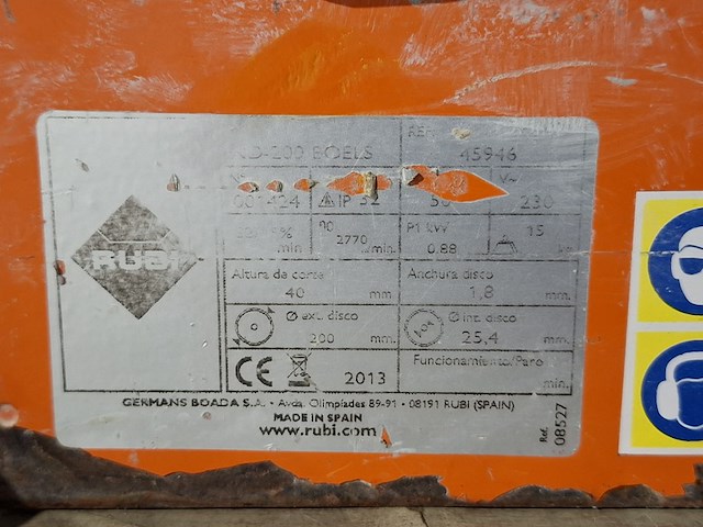 Tegelzaag - 400mm - 230v rubi, nd-200, bouwjaar 2016 - afbeelding 3 van  8