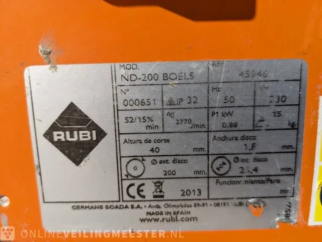 Tegelzaag rubi, nd-200, bouwjaar 2013 - afbeelding 3 van  6
