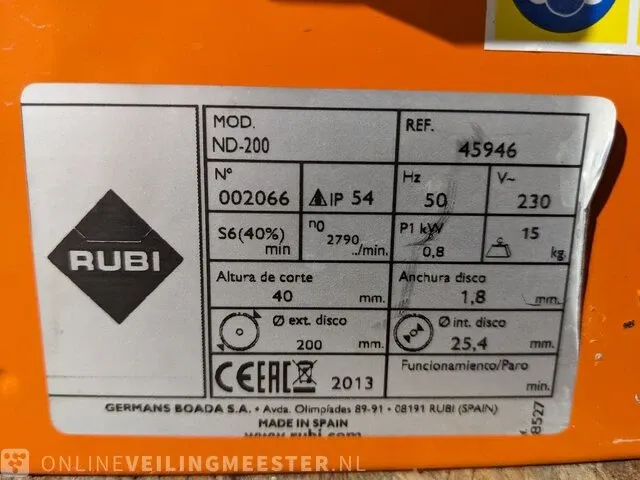 Tegelzaag rubi, nd-200, bouwjaar 2018 - afbeelding 4 van  7