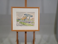 Tekening, dastel, hefbrug, 1977 - afbeelding 1 van  6