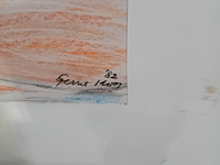 Tekening, g. kooy, man met honden in landschap 3, 1983 - afbeelding 4 van  9