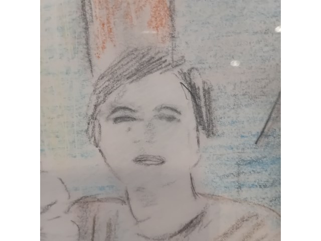 Tekening, g. kooy, man met honden in landschap 3, 1983 - afbeelding 5 van  9