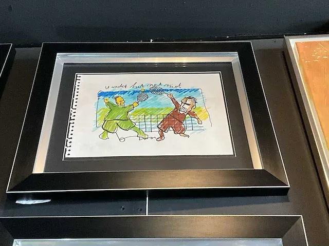 Tekening herman brood “u raakt het net niet” marker op papier - afbeelding 1 van  3