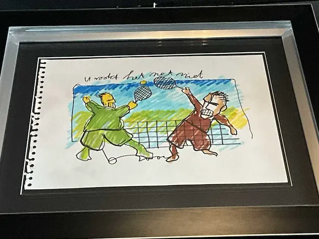 Tekening herman brood “u raakt het net niet” marker op papier - afbeelding 2 van  3