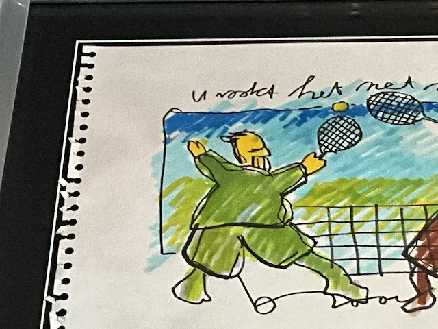 Tekening herman brood “u raakt het net niet” marker op papier - afbeelding 3 van  3