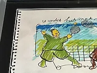 Tekening herman brood “u raakt het net niet” marker op papier - afbeelding 3 van  3