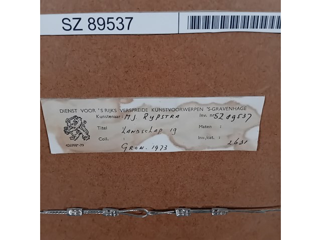 Tekening, m.j. rijpstra, landschap 19, 1973 - afbeelding 8 van  8