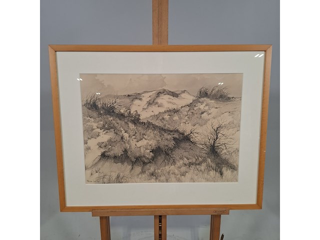 Tekening, p. cox, katwijkse duinen, 1969 - afbeelding 1 van  9