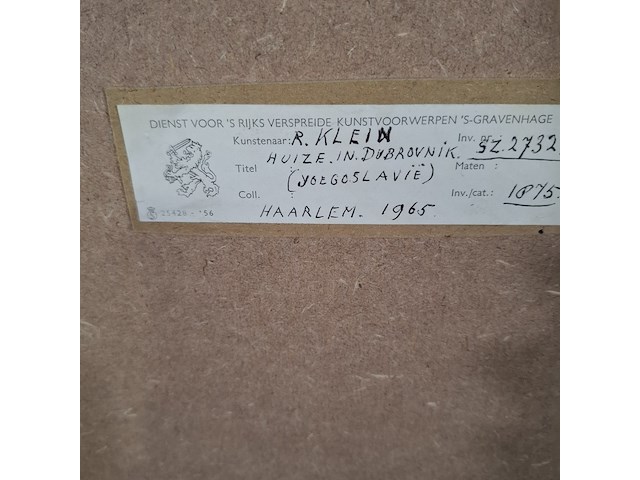 Tekening, r. klein, huize in dubrovnik, 1965 - afbeelding 7 van  7