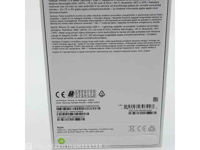Telefoon apple, iphone 13 a2633 128gb midnight - afbeelding 5 van  7