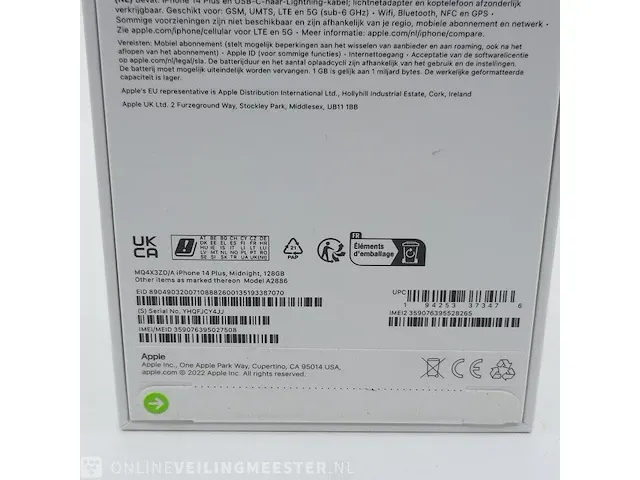 Telefoon apple, iphone 14 plus a2886 128gb midnight - afbeelding 6 van  8
