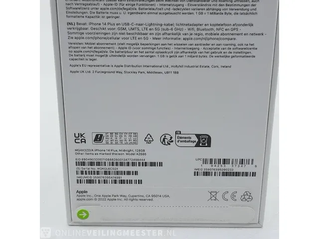 Telefoon apple, iphone 14 plus a2886 128gb midnight - afbeelding 6 van  7