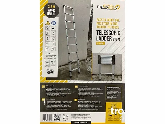 Telescoopladder 260 cm - afbeelding 3 van  4