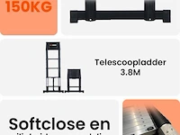 Telescoopladder 3,80m zwart - afbeelding 2 van  7