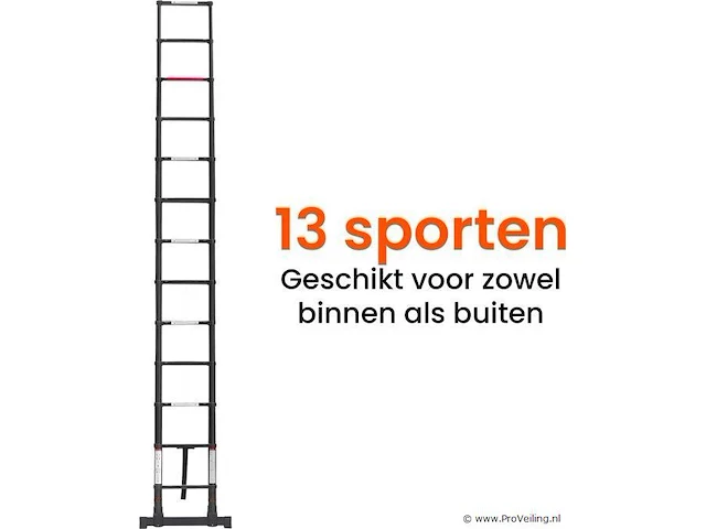 Telescoopladder 3,80m zwart - afbeelding 3 van  7