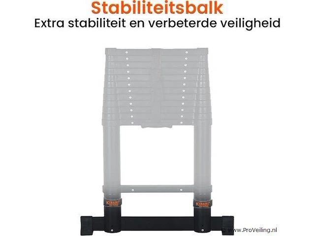 Telescoopladder 3,80m zwart - afbeelding 5 van  7