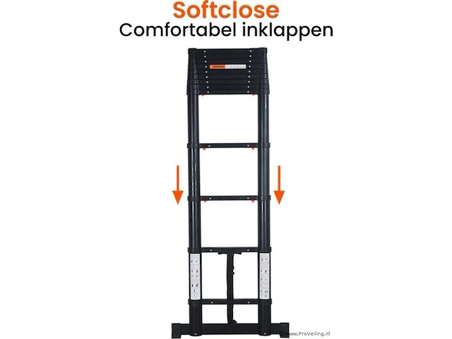 Telescoopladder 3,80m zwart - afbeelding 4 van  7