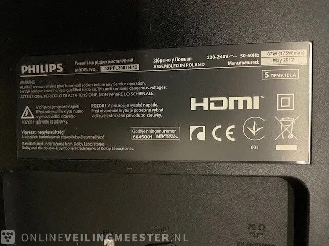 Televisie philips, 42pfl3007h/12 - afbeelding 2 van  3