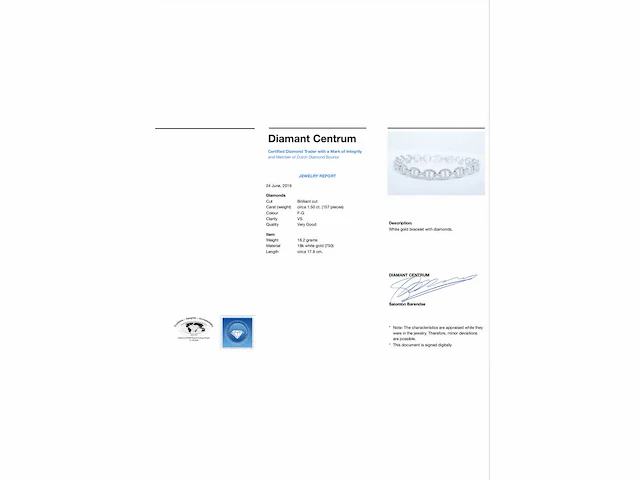 Tennisarmband diamant 157 schakels - afbeelding 3 van  8
