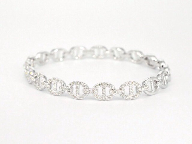 Tennisarmband met diamanten schakels met 157 diamanten - afbeelding 7 van  9