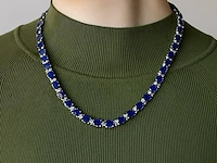 Tenniscollier met grote saffieren en natuurlijke diamanten - afbeelding 11 van  11