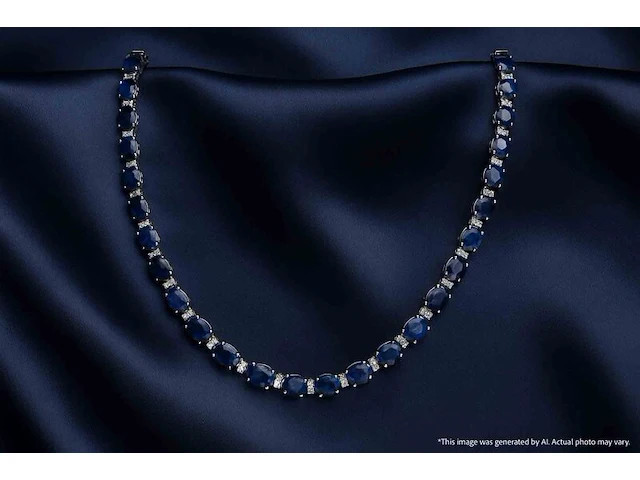 Tenniscollier met grote saffieren en natuurlijke diamanten - afbeelding 2 van  11