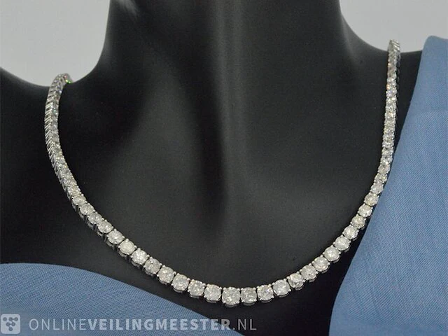 Tenniscollier met natuurlijke diamanten 22.00 carat - afbeelding 1 van  7