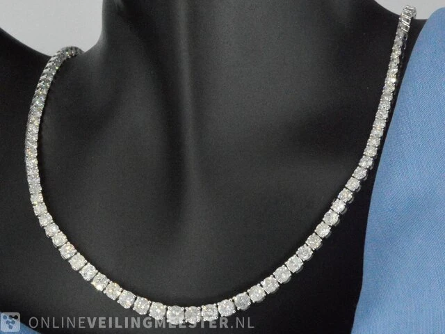 Tenniscollier met natuurlijke diamanten 22.00 carat - afbeelding 2 van  7