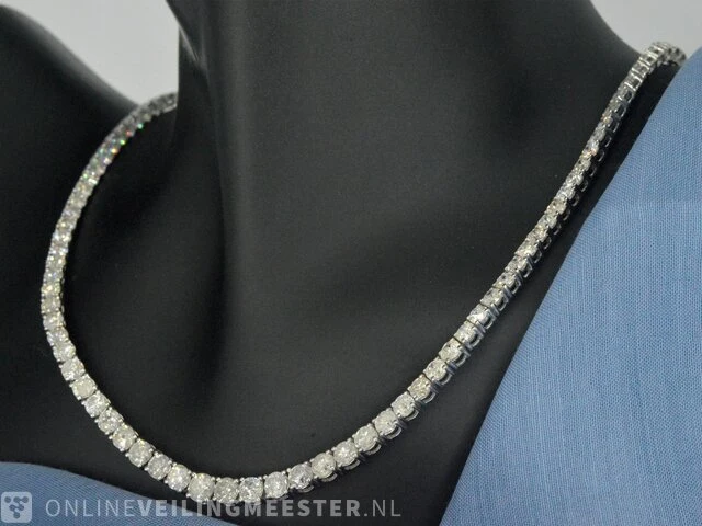 Tenniscollier met natuurlijke diamanten 22.00 carat - afbeelding 4 van  7