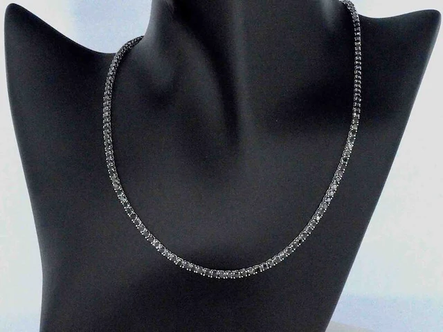 Tenniscollier met natuurlijke zwarte diamanten - afbeelding 2 van  12