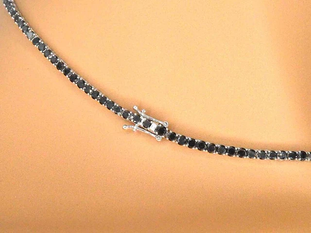 Tenniscollier met natuurlijke zwarte diamanten - afbeelding 9 van  12
