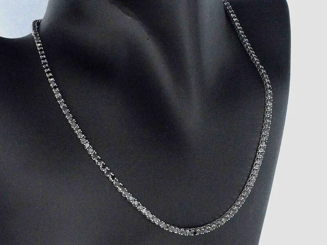 Tenniscollier met natuurlijke zwarte diamanten - afbeelding 11 van  12