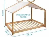 Tent bed kind 98 x 195 x 145 cm beige hout - afbeelding 2 van  2